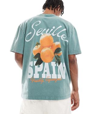 Hollister Recht T-Shirt Met Fruitmotief - Blauw
