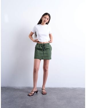 TOPSHOP – utility-rock mit mehrfarbigen streifen und elastischem bund - Weiß