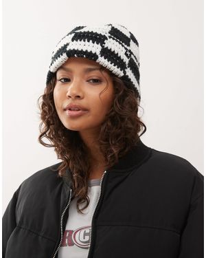 Collusion Crochet Check Beanie - Black
