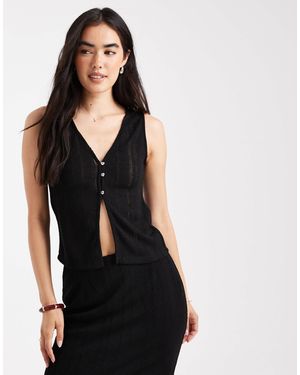 Vero Moda Self Stripe Knitted Sleeveless Top - Black