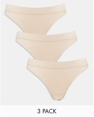 Weekday Cat Seamless 3-pack Thong - Natural