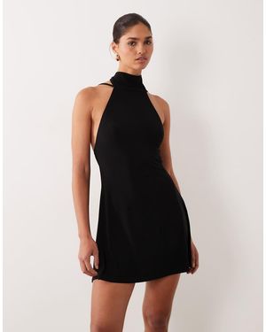 ASOS Backless Flippy Mini Dress With Scarf Detail - Black