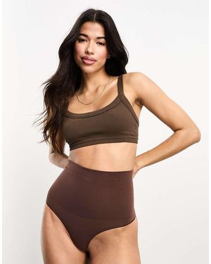 Vero Moda Tanga De Talle Alto Sin Costuras De - Marrón