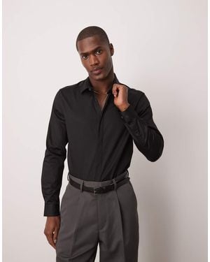 ASOS Slim Fit Sateen Shirt - Black