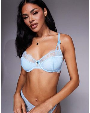 Boux Avenue Afina Eyelash Lace Padded Plunge Bra - Brown