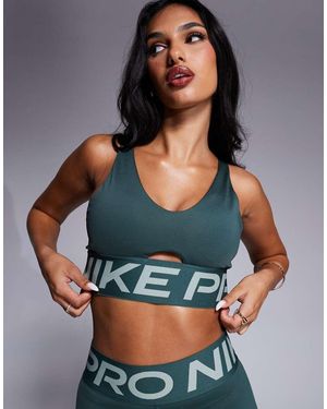 Nike Sujetador Deportivo Verde De Sujeción Media Plunge De Nike Pro Training