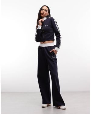CERNUCCI Soft Touch Wide Leg Logo Joggers Co-Ord - Blue