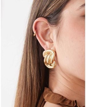 petit moments Twisted Stud Earrings - Brown