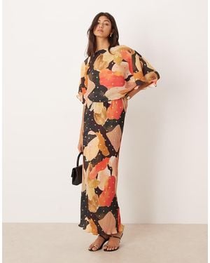 Never Fully Dressed Tilly Plisse Off Shoulder Foil Maxi Dress - Natural