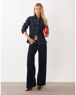 Mango Cinched Waist Denim Shirt - Blue