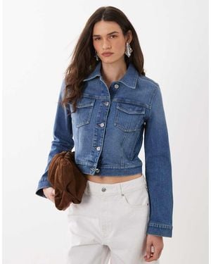 Mango Cotton Rich Classic Denim Jacket - Blue