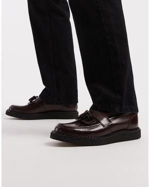 Fred Perry F Perry X George Cox Leather Tassle Loafers - Black