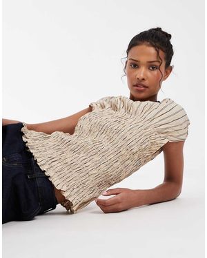 & Other Stories Sheered Top On Beige Stripe - Grey