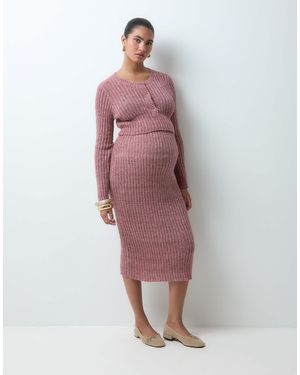 Mama.licious Mamalicious Maternity Rib Knitted Midi Skirt Co-ord - Pink