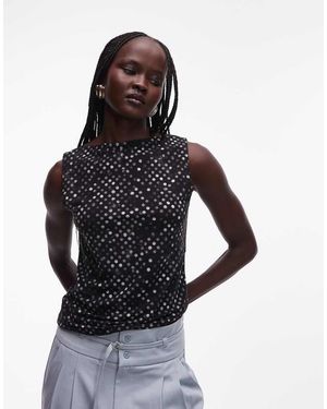 Weekday Annie Boatneck Mesh Top - Blue