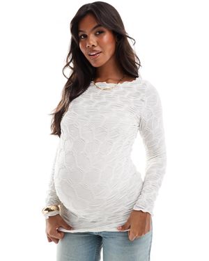Mama.licious Mamalicious Maternity Long Sleeve 3d Texture Jersey Top - White
