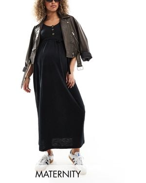 Mama.licious Mamalicious Maternity 2 Function Nursing Button Through Maxi Sundress - Black