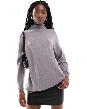 Glamorous Hooggesloten Oversized Gebreide Trui - Grijs