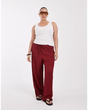 ONLY High Waist Wide Leg Crinkled Textured Pants