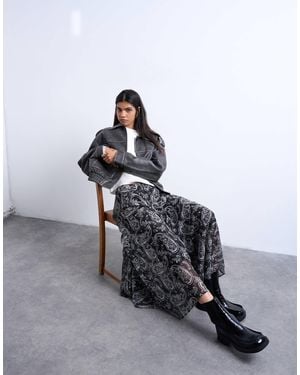 TOPSHOP Chiffon Seam Detail Circle Maxi Skirt - Grey