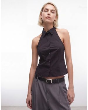 Weekday Sleeveless Button Down Shirt - Black