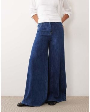 ASOS Drapey Denim Palazzo Wide Leg Jean - Blue