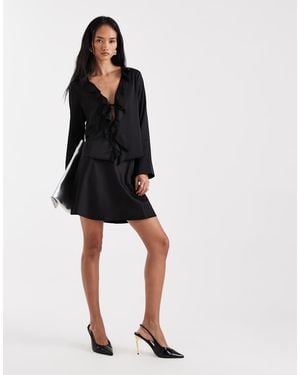 ONLY Minifalda Negra De Satén De Satén De (Parte De Un Conjunto) - Negro