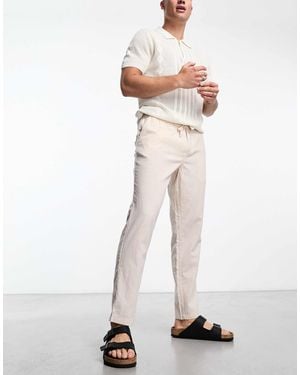 Jack & Jones Intelligence Drawstring Linen Mix Pants - White