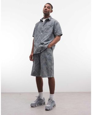 Liquor N Poker Relaxed Denim Jorts Co-Ord - White