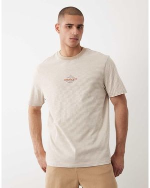 Threadbare Camiseta Y Color Crudo A Rayas Con Estampado Gráfico Y Ribetes De -Neutro - Blanco
