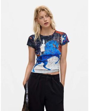 Desigual Printed Horse T-Shirt - Blue