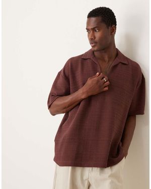 ASOS Polo Oversize Scuro Con Colletto A Rever - Marrone