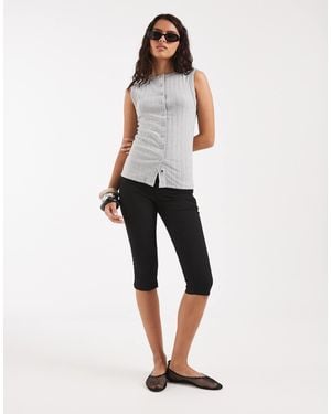 River Island Button Down Tank Top - Natural