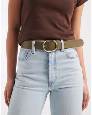 Pieces Chunky Gold Buckle Belt - Blue