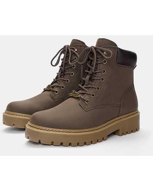 Pull&Bear Lace-up Stwd Boots - Brown