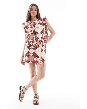 ASOS Doorgestikte Mini Rok, Deel Van Co-Ord Set - Rood