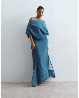 ARRANGE Curve – drapiertes maxi-jeanskleid - Blau