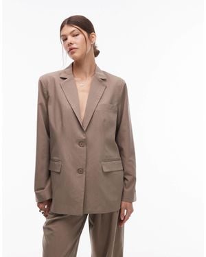 emory park Drop Shoulder Oversized Tailored Blazer - Brown