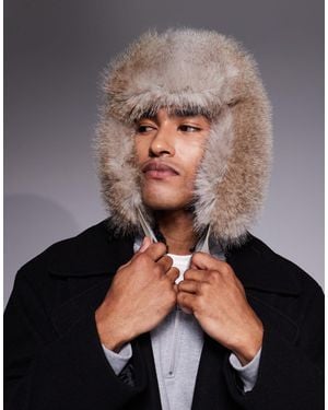 ASOS Fur Trapper Hat - Gray