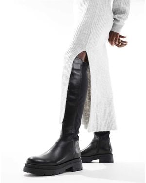 OFF THE HOOK 'Brixton' Leather Biker Knee Zip Boot - Black
