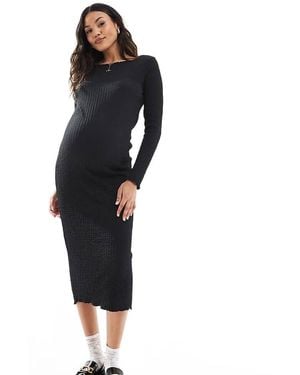 Mama.licious Mamalicious Maternity Textured Boat Neck Midi Dress - Black