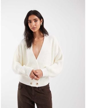 ASOS Knitted Double Breasted Cardigan - White