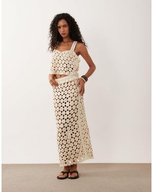 ASOS Premium Hand Crochet Floral Midi Skirt Co-ord - Natural