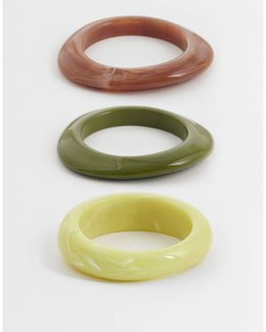 Mango 3 Pack Statemnt Acrylic Bangles - Green
