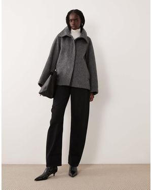 ARKET Short Wool Blend Jacket With Single Breasted Buttons - Grey