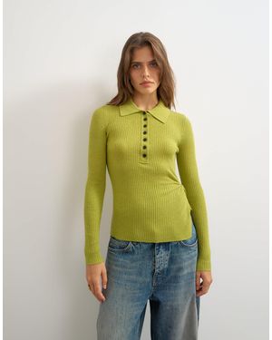 TOPSHOP Gestricktes polooberteil mit seitlicher drehung und wolle - Grün