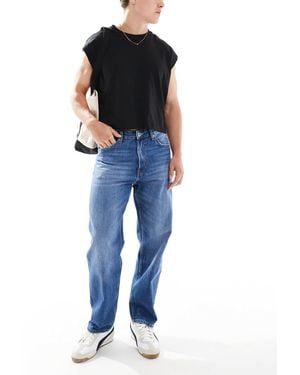 Bershka 90's Straight Fit Jeans - Blue