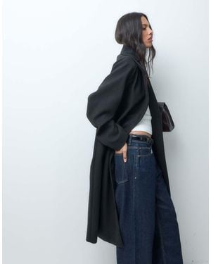 ASOS Lange Double Breasted Jas - Blauw
