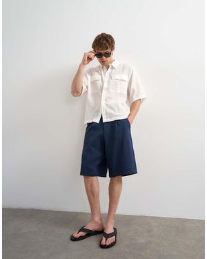 TOPMAN Short Met Wijde Pijpen En Plooien - Wit