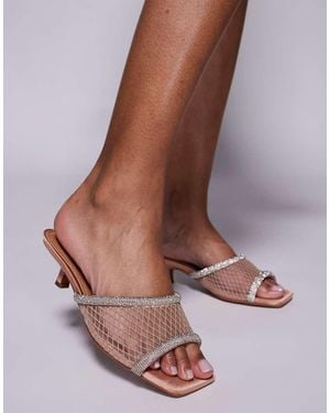 River Island Diamante Mule Heel - Brown